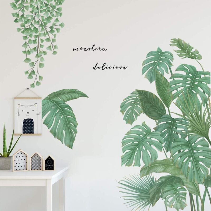 Tropicaux Plante Feuille Palmier Autocollants,Stickers Feuillage,Sticker Mural Feuilles de Vigne,Convient pour Chambre à Coucher,Salon,Bureau,Etc - 7