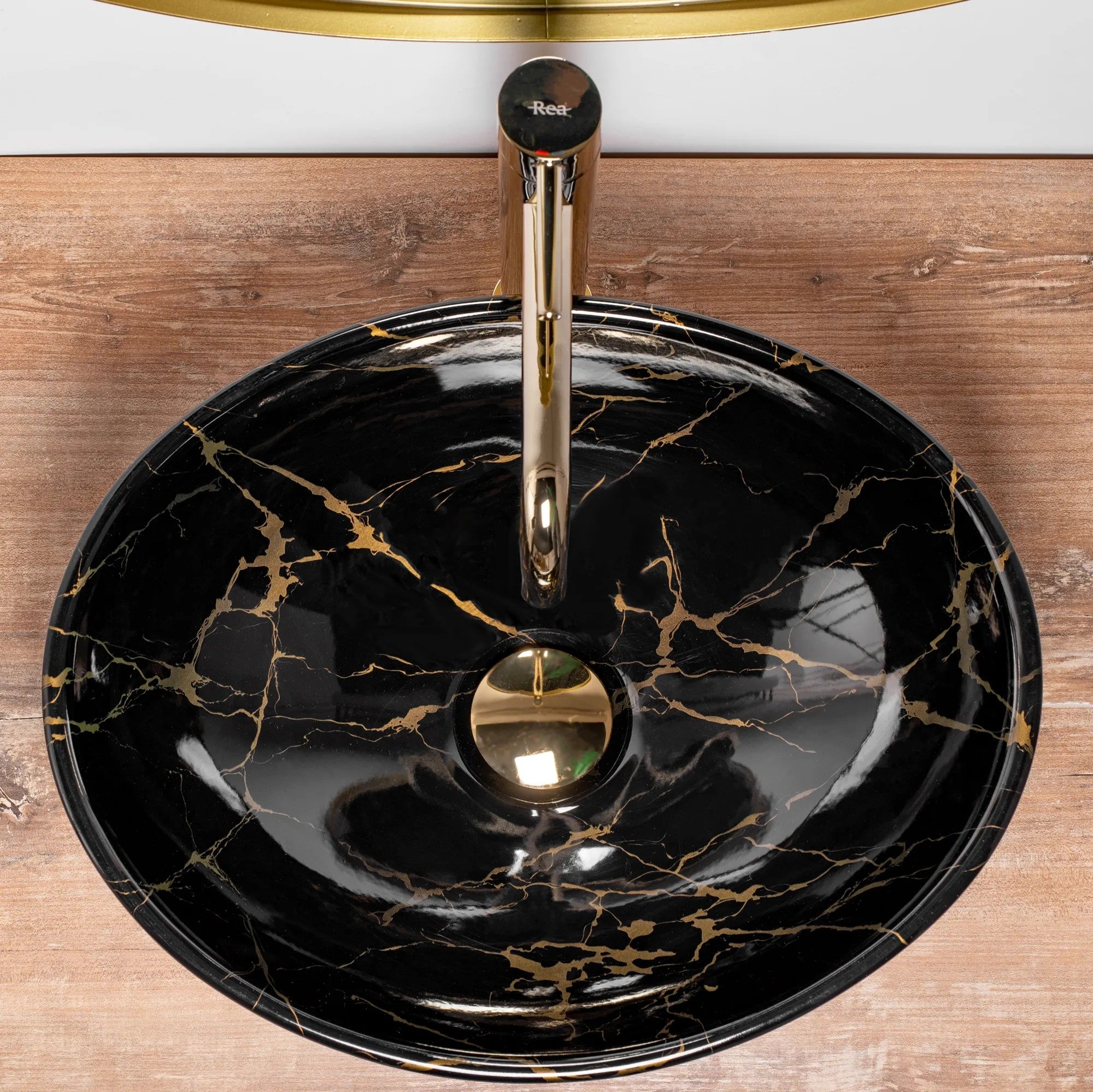 VASQUE À POSER REA SOFIA MARBLE SHINY BLACK 41X34,5X15CM - 3