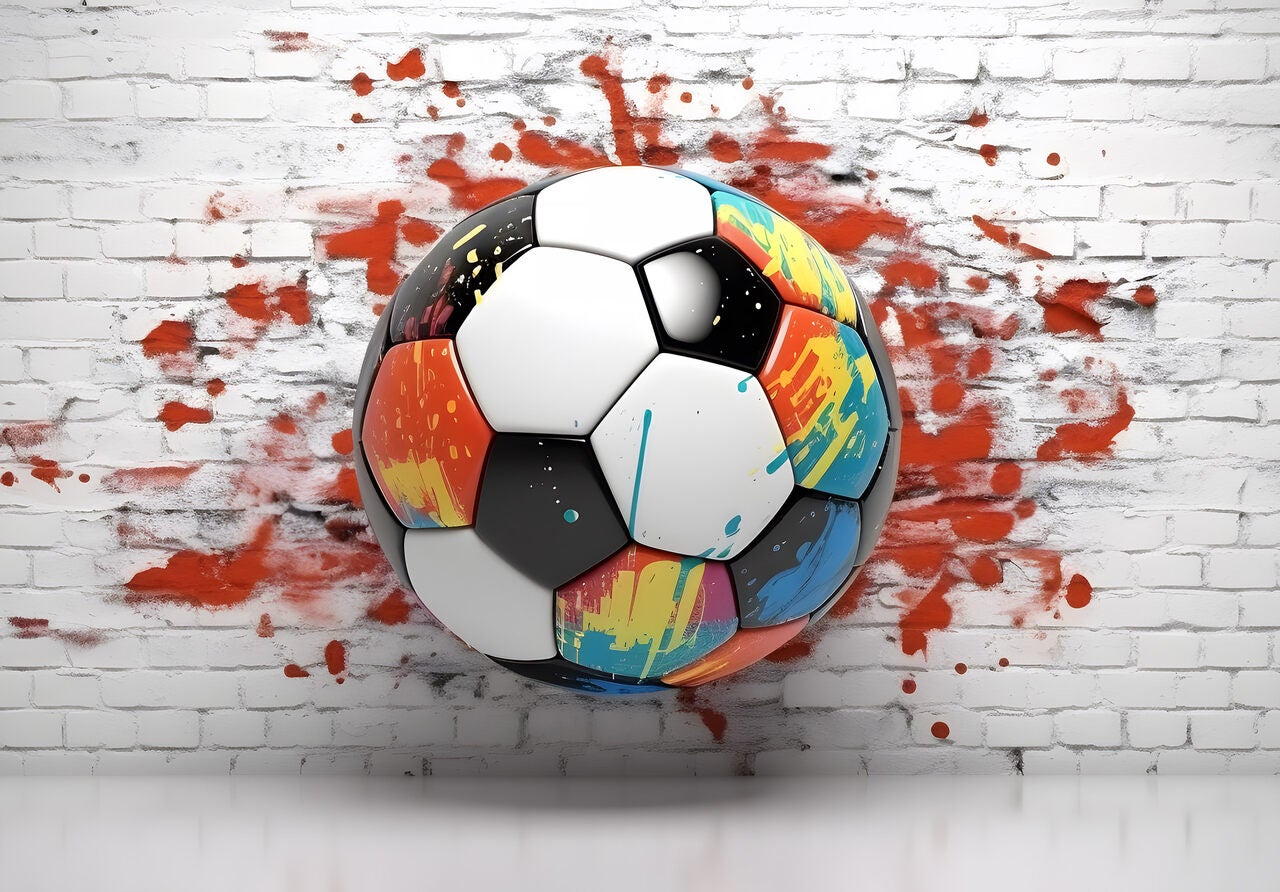 Fototapet copii fotbal graffiti Vlies Tapet Pentru Dormitor Camera Living Perete 312x219 cm