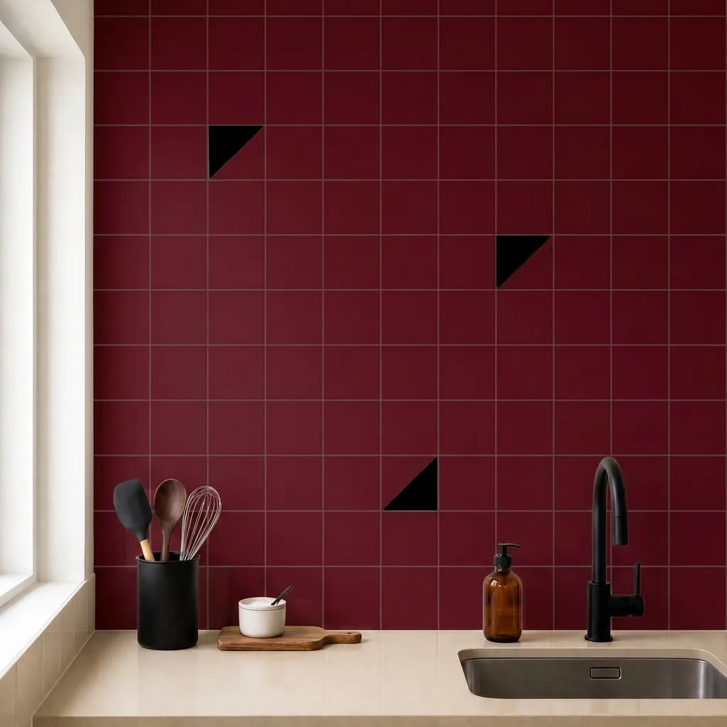 Carrelage decoratif Couleur 10x10 cm Trigone bordeaux brillant (1 unité ...