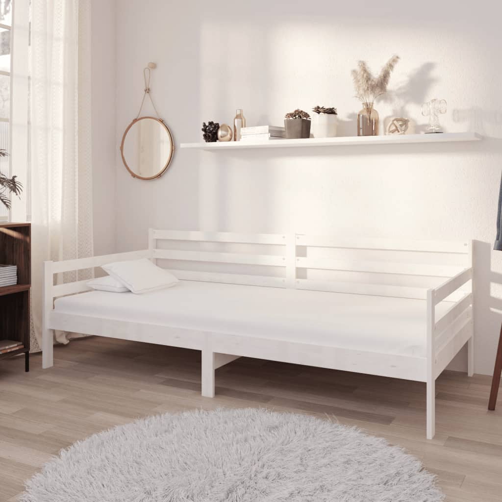 Maison exclusive - sofá cama con colchón madera de pino maciza blanco 90x200 cm