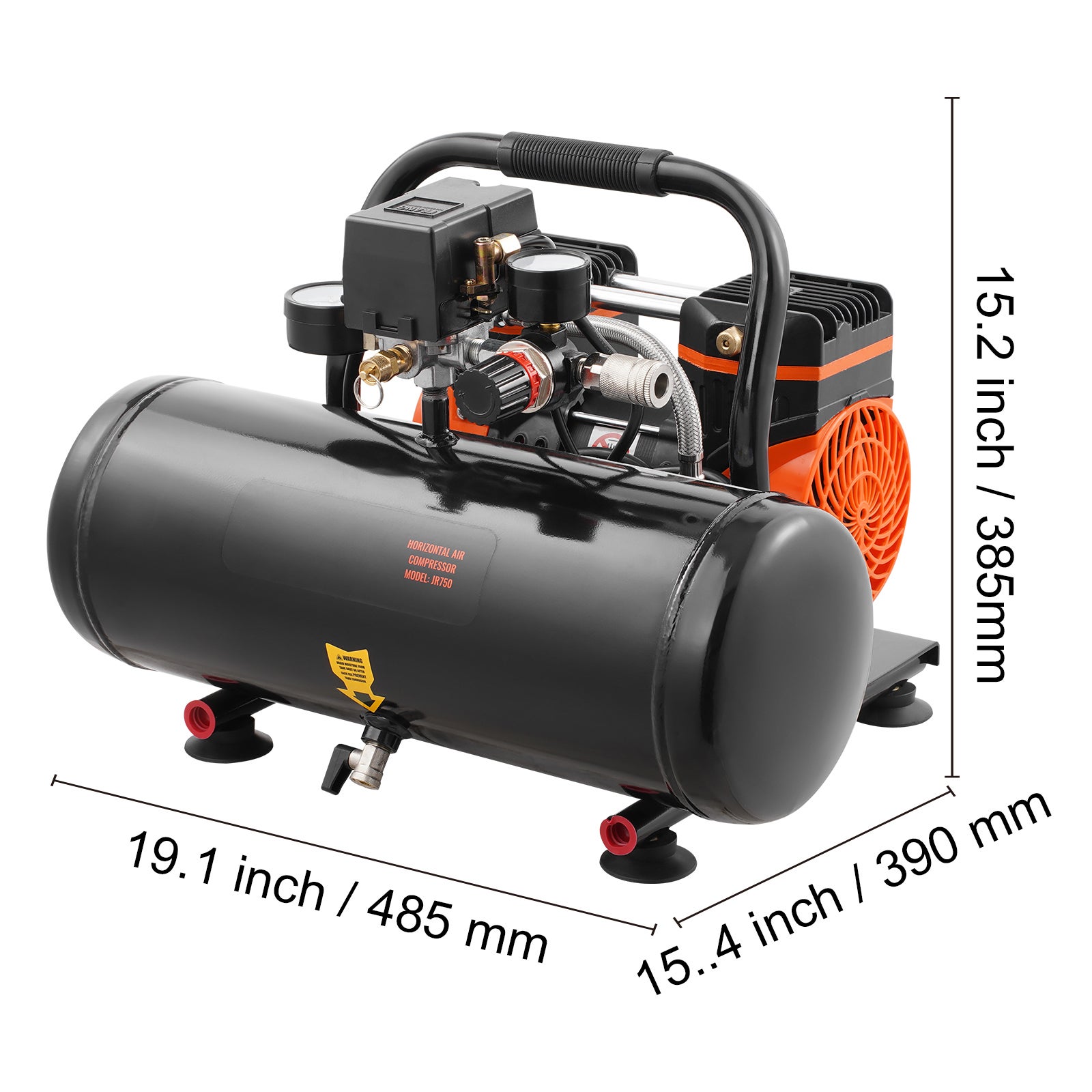 Compresseur d'air SucceBuy 2 gallons,sans huile 1HP,2,5 CFM à 8 Bar,pression max 120 PSI,ultra silencieux 81 dB,portable - 2