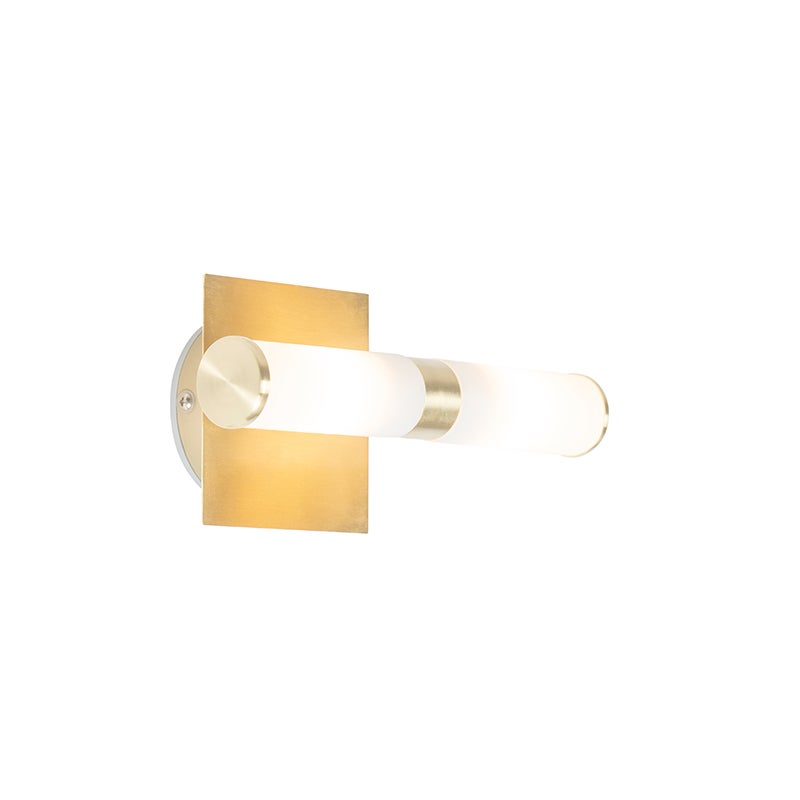 Qazqa moderne applique murale - Bath - doré/laiton, max. 28w, g9, à 2 lumières, 22.3cm, IP44, idéal pour la salle de bains - 8