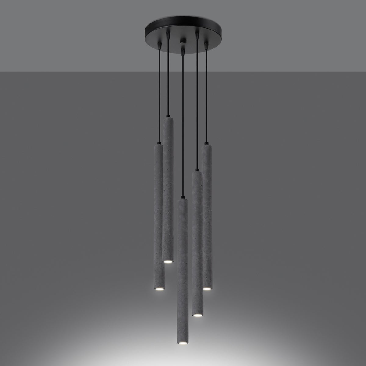 Lampa wisząca BRILL 5P beton LED 3000K - 25x25x110cm Sollux