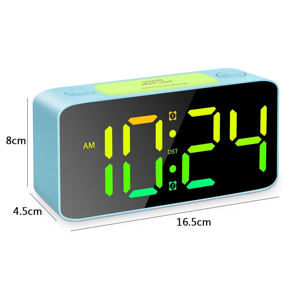 Sveglia Digitale Arcobaleno Con Allarme Super Forte 105dB – Luci Notturne RGB, Display LED Grande E Ricarica USB - 6