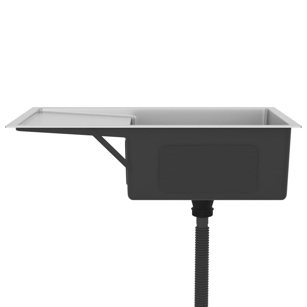 Lavello da cucina fatto a mano 75 x 44 cm acciaio inox argento 02_0002469 - 3