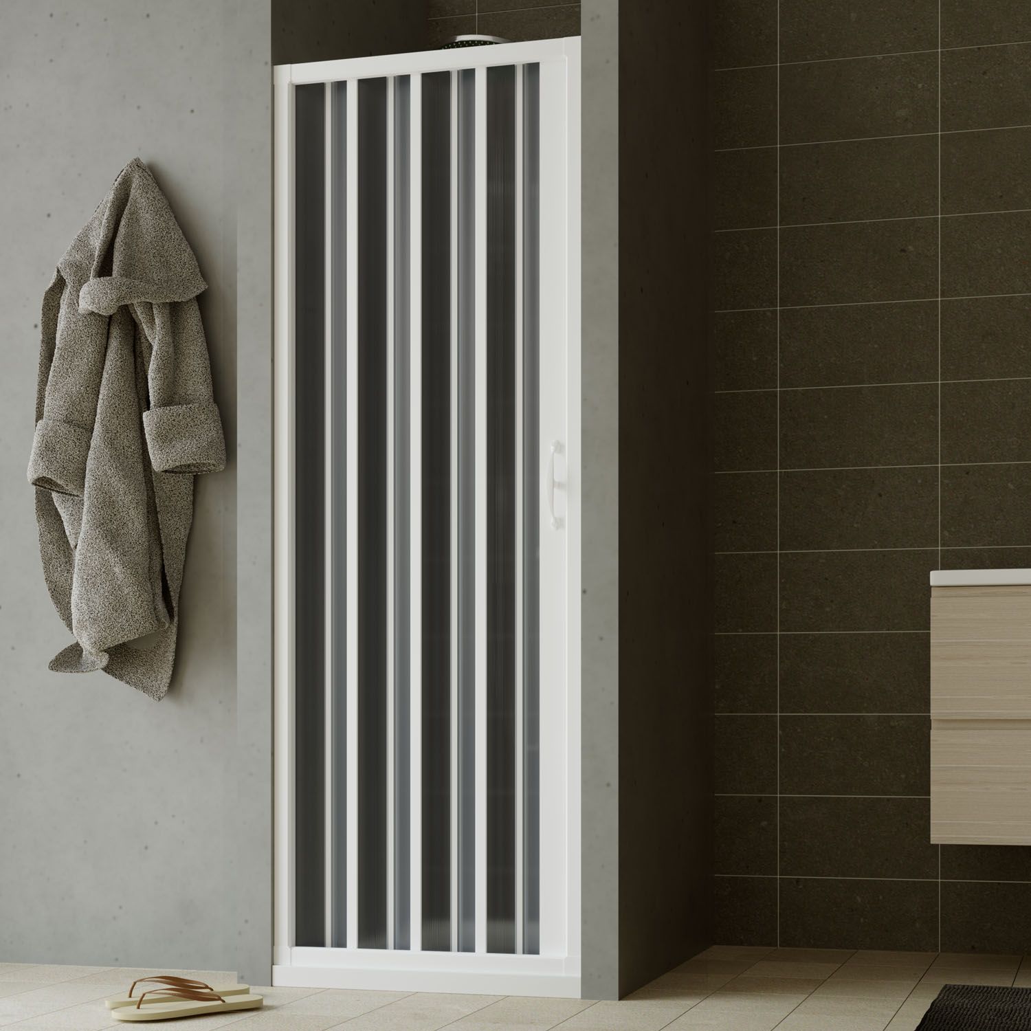 Puerta de ducha plegable 80 CM de PVC mod. Giglio con apertura Lateral - 7