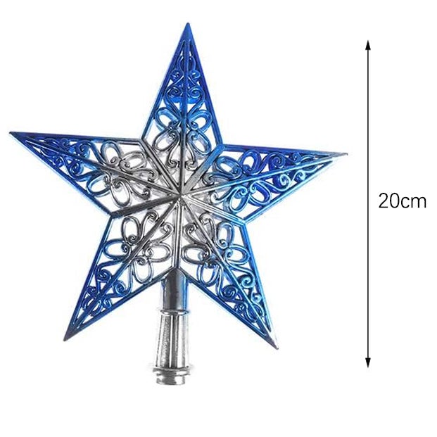 Cime de sapin de Noël, décoration de Noël en forme d'étoile, ornement pour sapin de Noël, 20 cm - 3