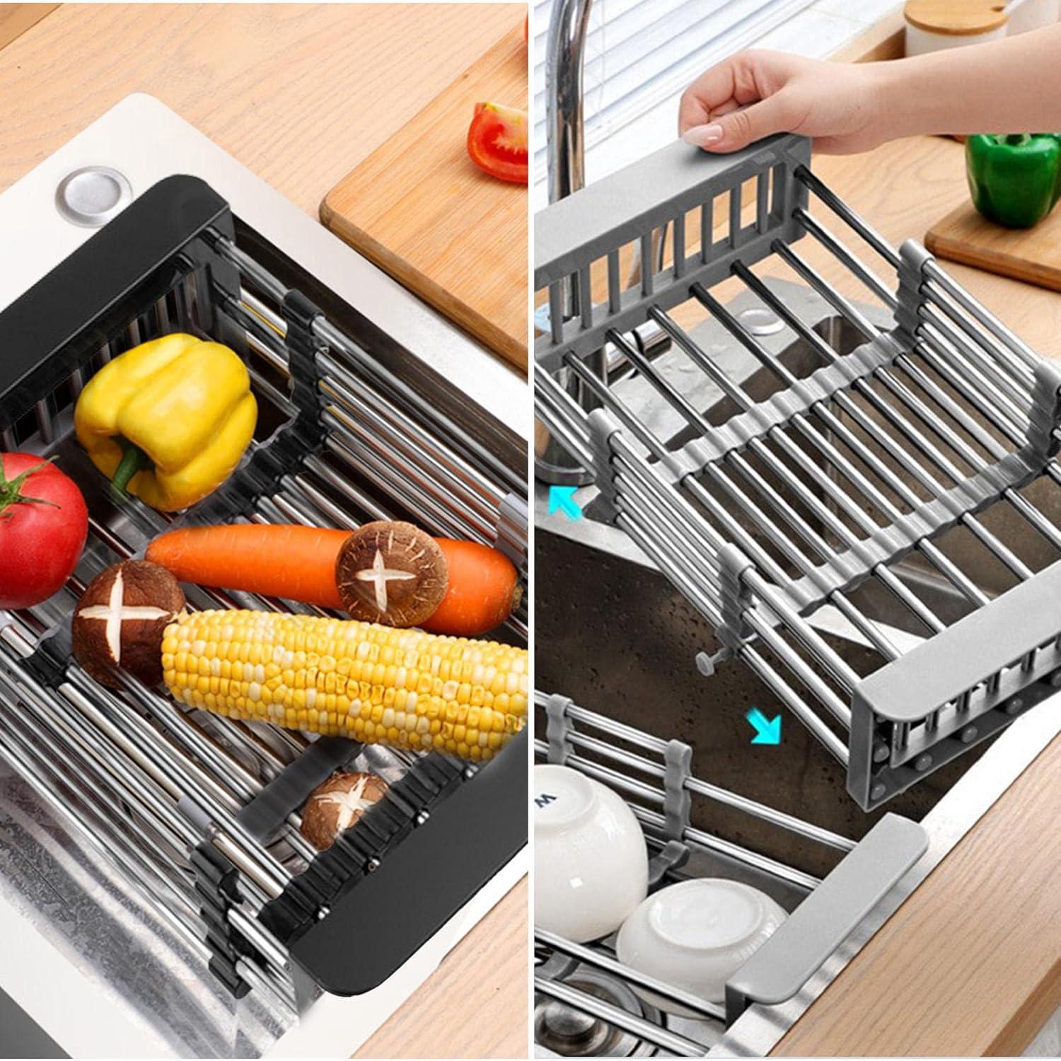 Cestello Scarico Lavello Cucina - Colino Triangolare Regolabile, Filtro Antiresidui, Design A Cigno | Ideale Per Lavare Frutta, Verdura E Scolare Piatti - Foto 7