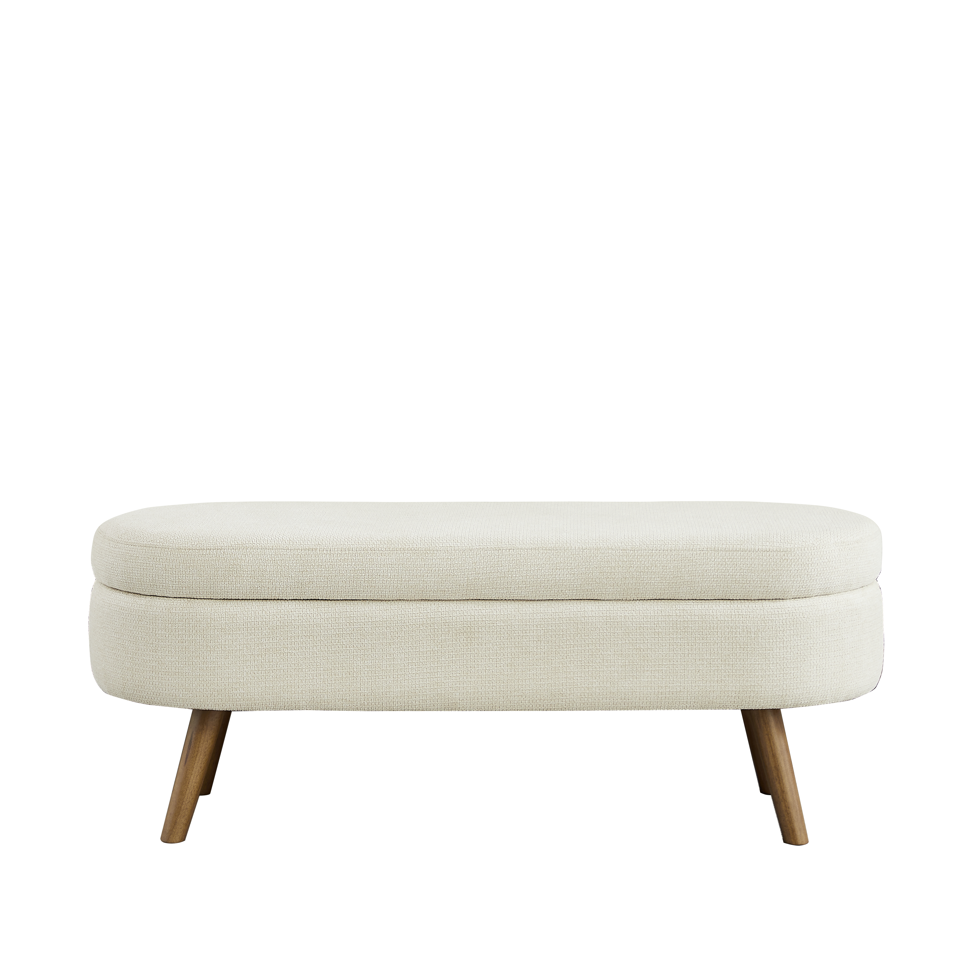 Banc coffre 110 cm, aération intégrée, forme ovale, chenille beige - 7