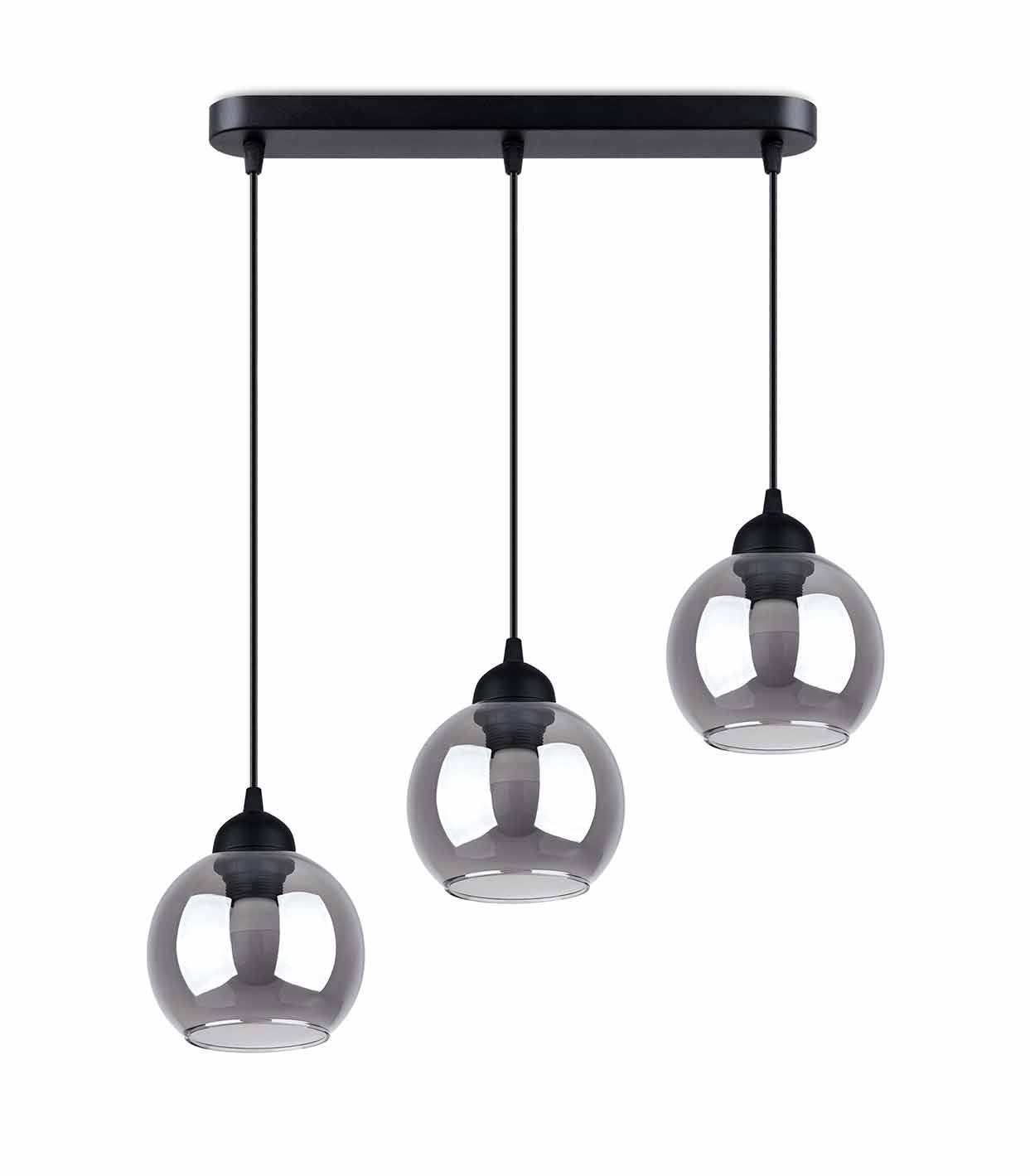 Lampa wisząca Alino czarna-dymiona 3xE27x60W wym: 117 x 45 x 15 cm szkło Sollux Lighting