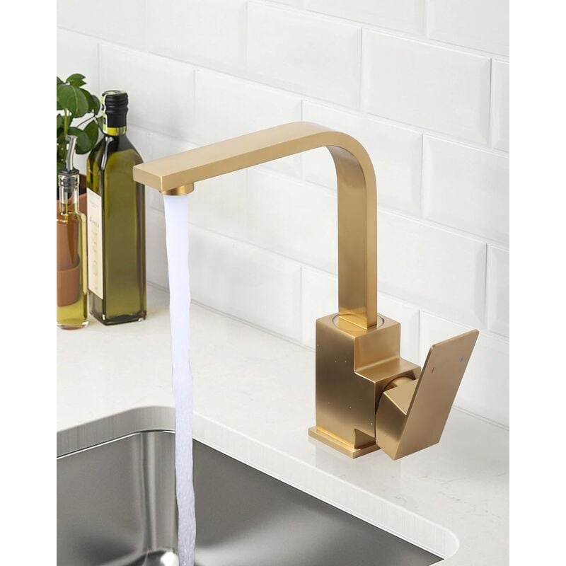 Bateria kuchenna obrotowa z wylewką w kształcie litery L wysokociśnieniowa jednouchwytowa bateria do baru lub łazienki wykonana ze stali nierdzewnej