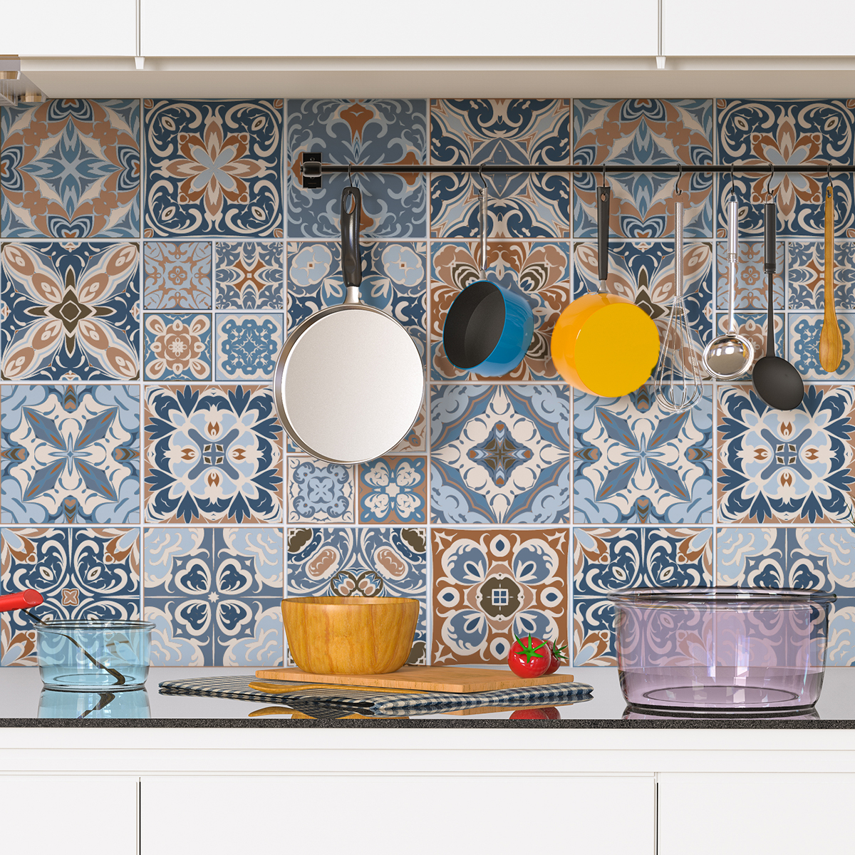 24 vinilos baldosas de cemento azulejos albano - adhesivo de pared - revestimiento sticker mural decorativo - 24stickers10x10cm