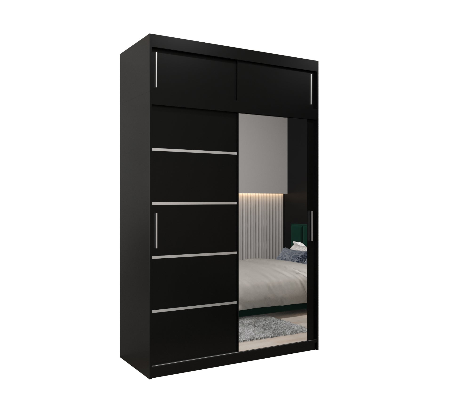 Szafa przesuwna z nadstawką garderoba Verona 2 150 x 62 x 240 cm Czarny + Czarny - Abiks Meble