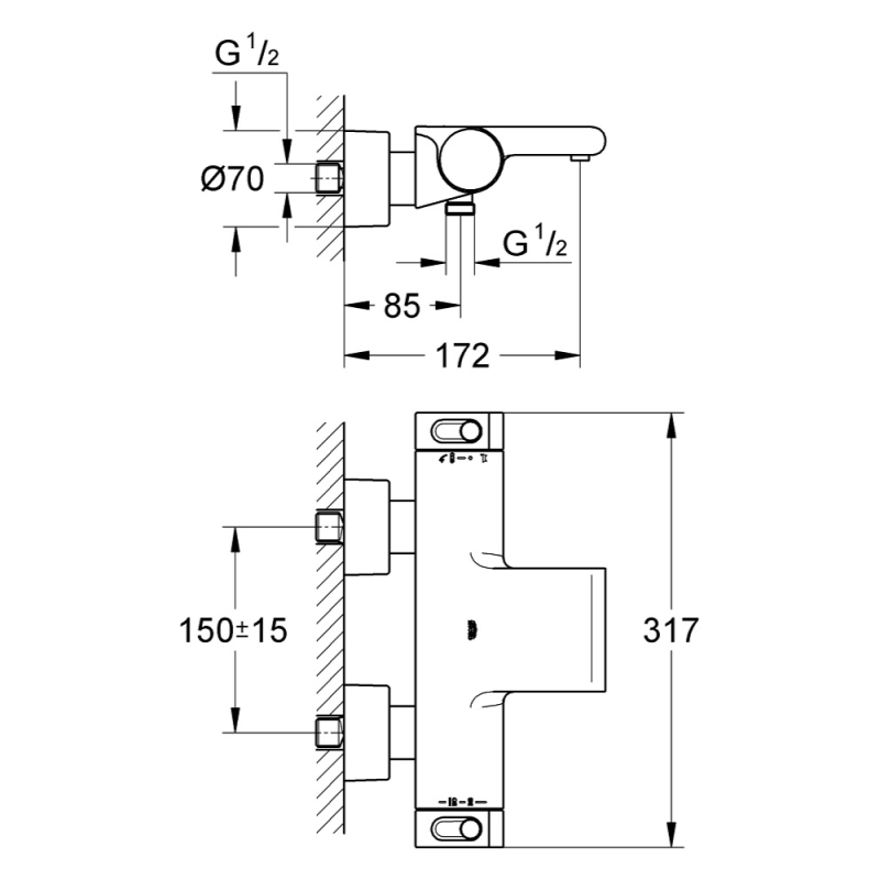 GROHE - Mitigeur thermostatique bain Grohtherm 2000 - 3
