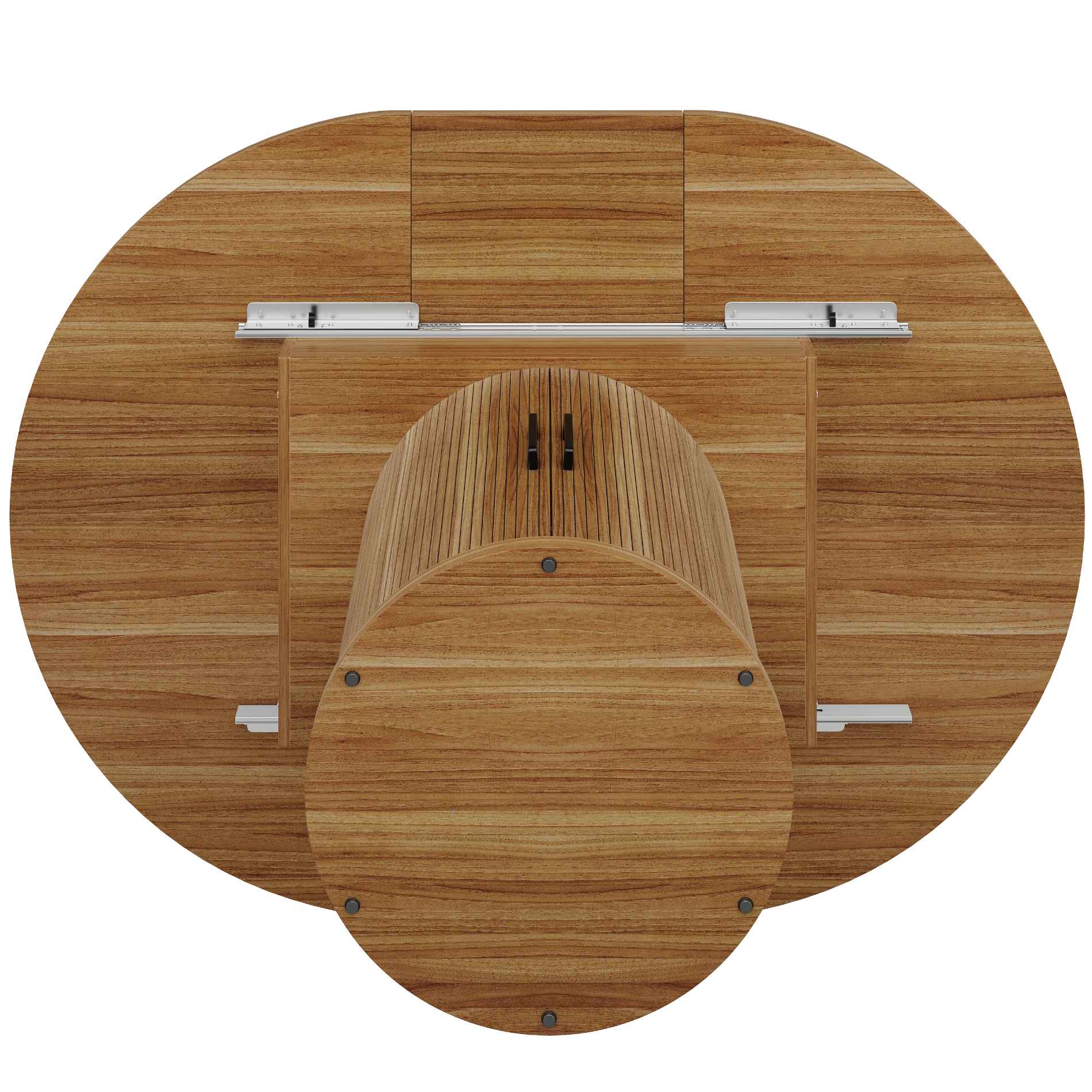 Table à Manger Extensible avec Plateau Ronde, de 118 à 158 cm, 6 Personnes, avec Rangements et Design Vintage - 8