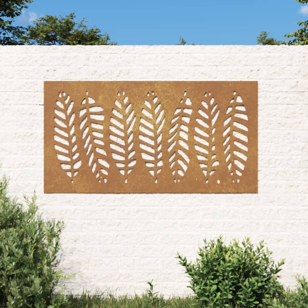 Décoration murale jardin 105x55 cm acier corten design feuille Leroy