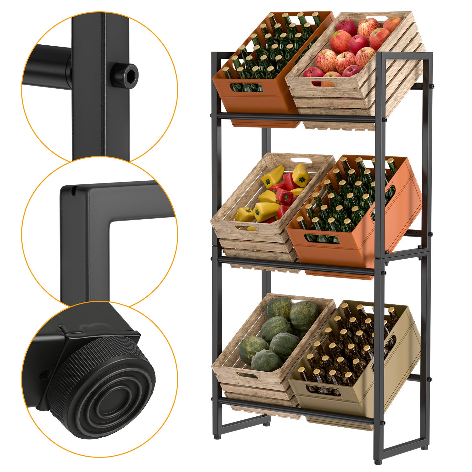 Floordirekt Étagère pour caisses à boissons pour 3 ou 6 boîtes - Étagère pour caisses à boissons avec fixation murale (49,5 x 32,5 x 115,5 cm - Pour 3 boîtes