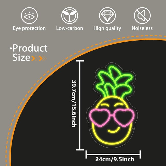 Insegna Luminosa, Forma di Ananas LED Insegna Al Neon Lampada da Parete USB per Camera da Letto, Camera dei Bambini, Soggiorno, Bar, Festa, Natale, Insegne Al Neon Insegna Luminosa, Forma di Ananas LED Insegna Al Neon Lampada da Parete USB per Camera da Letto, Camera dei Bambini, Soggiorno, Bar, Festa, Natale, Insegne Al Neon