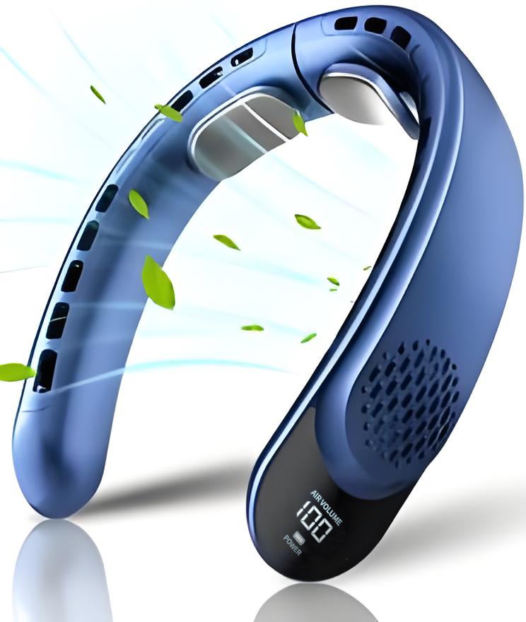 Wentylator na szyję z akumulatorem, wentylator osobisty z wyświetlaczem LED, 3 prędkości, zasilanie bateryjne 4000 mAh, obsługa USB typu C, przenośny