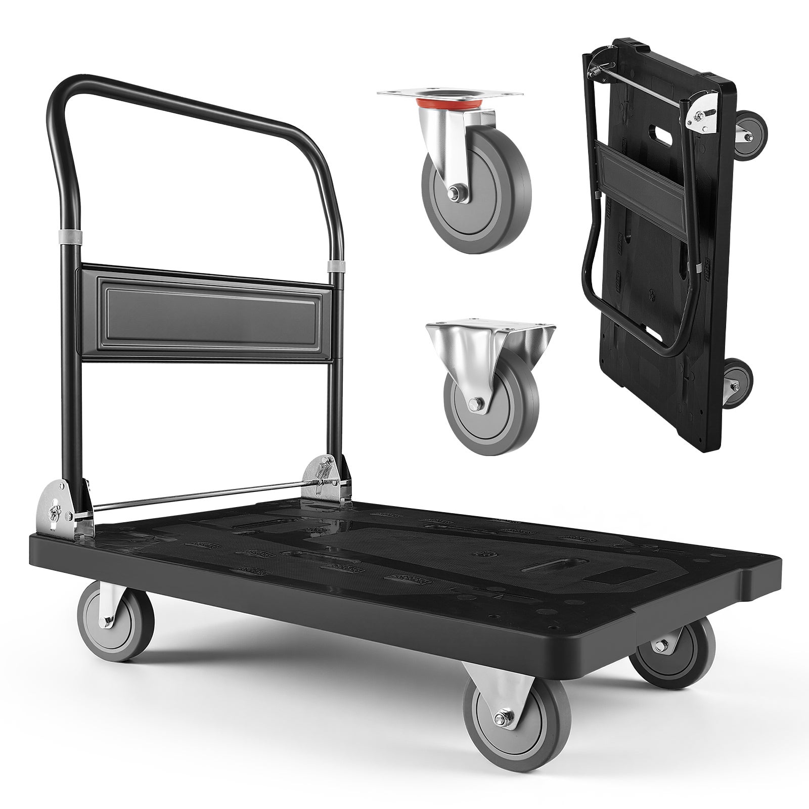 Cărucior pliabil cu platformă VEVOR, capacitate de încărcare 453,59 kg, cărucior pliabil cu platformă 89,5 x 59,5 cm pentru manipularea voluminoase