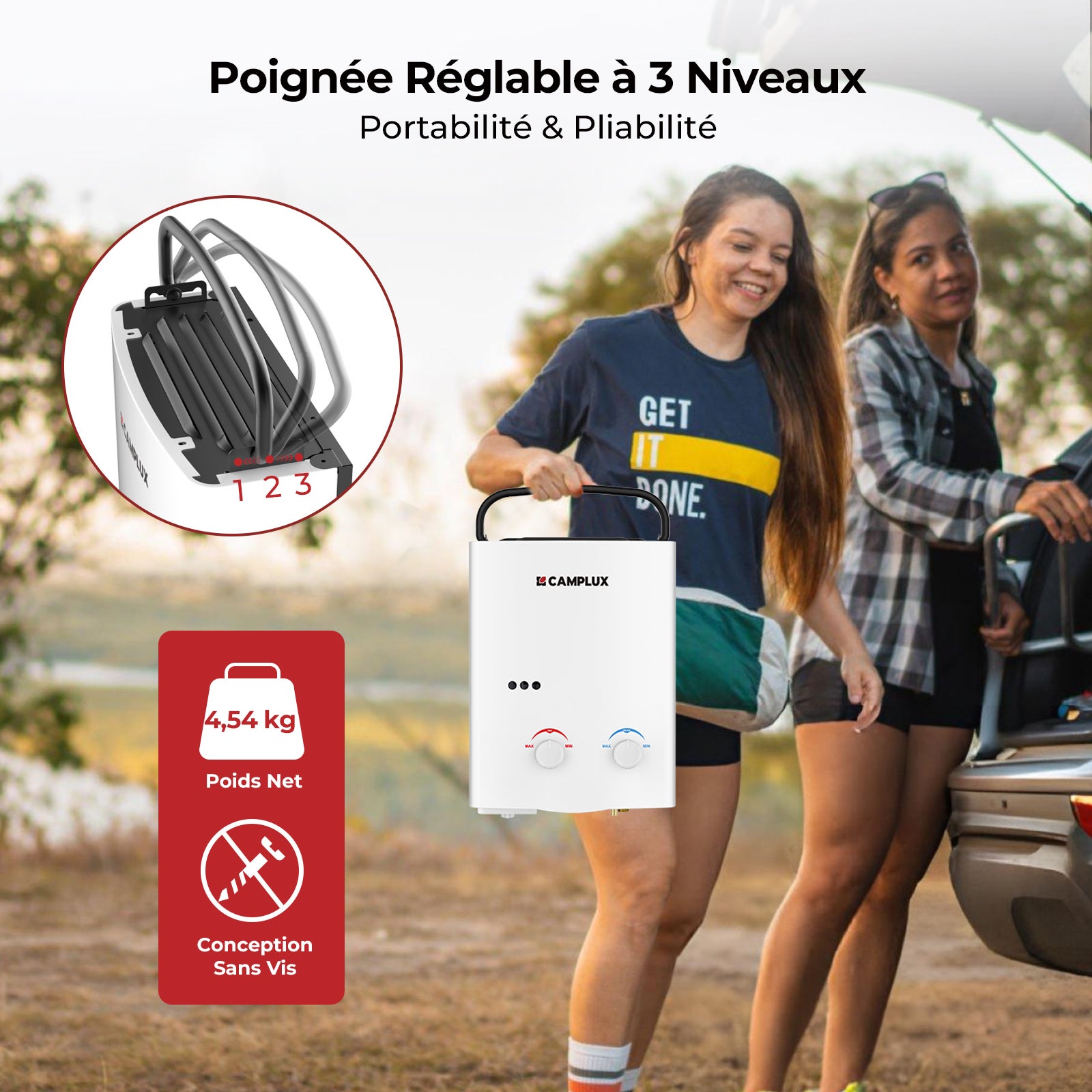 CAMPLUX AY132P43 5L Chauffe-eau à Gaz Propane (37mbar) /Butane (28-30mbar) Instantané avec Pompe à eau 4.3L [Classe énergétique A+] - 6