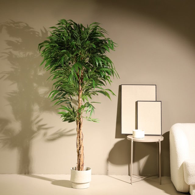Ferrgoal Piante artificiali, albero di dracaena da 1,8 m, piante finte per interni ed esterni, albero finto con cesto di alghe marine intrecciate, piante per la decorazione della casa, ufficio