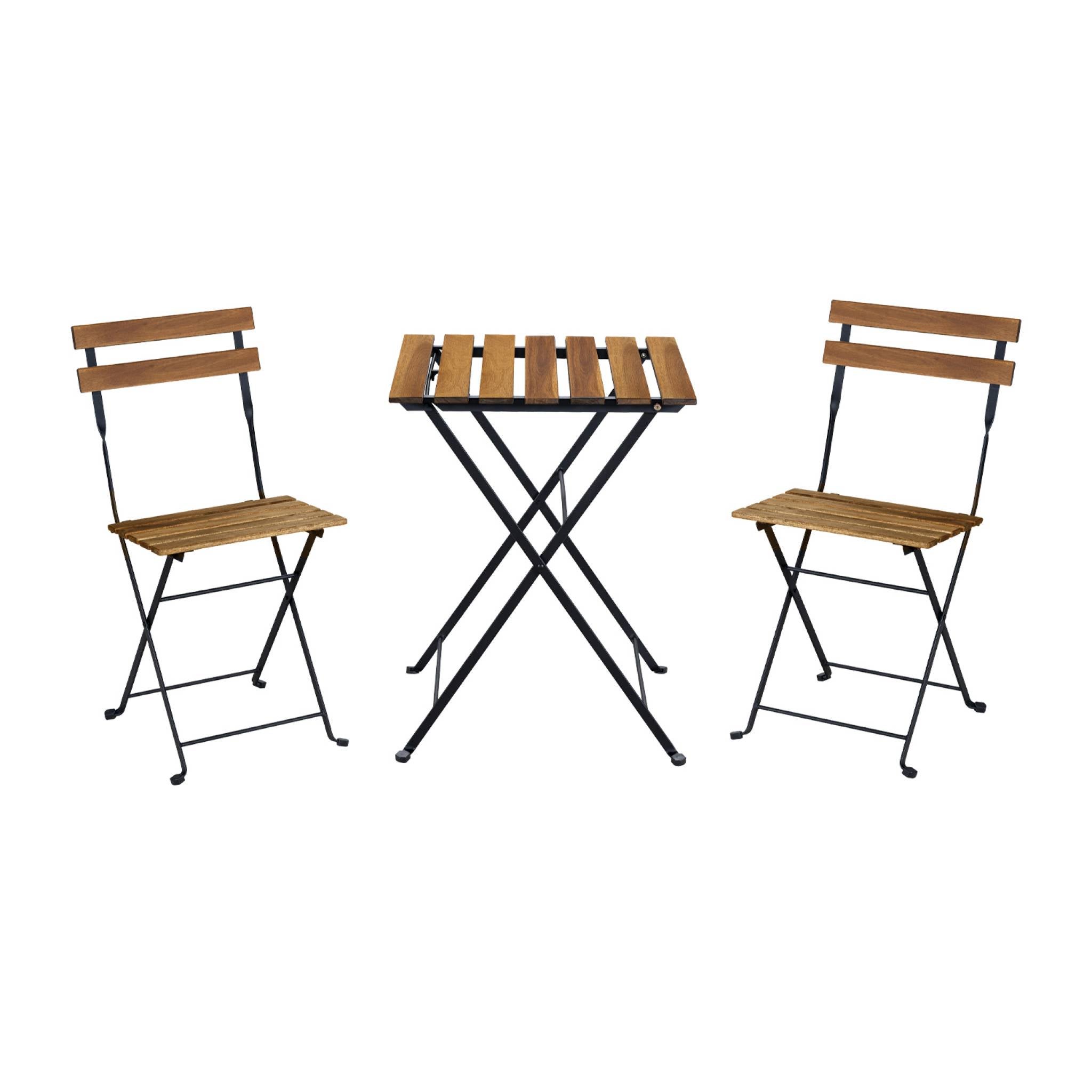 Table Bistro Pliante 46x46x47 Cm – Bois D'Acacia Massif Huilé, Parfaite Jardin, Terrasse Ou Intérieur