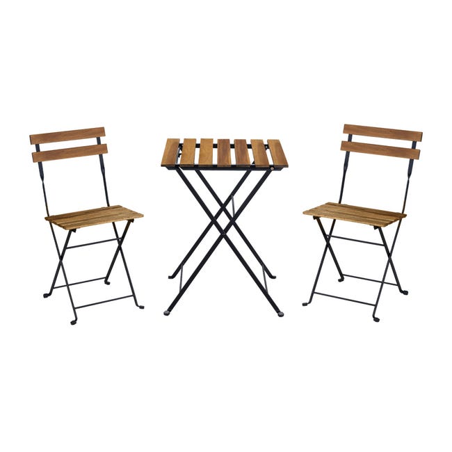 Table Bistro Pliante 46x46x47 Cm – Bois D'Acacia Massif Huilé, Parfaite Jardin, Terrasse Ou Intérieur