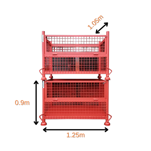 Panier de stockage grillagé avec trappe peint orange Repamine - 2