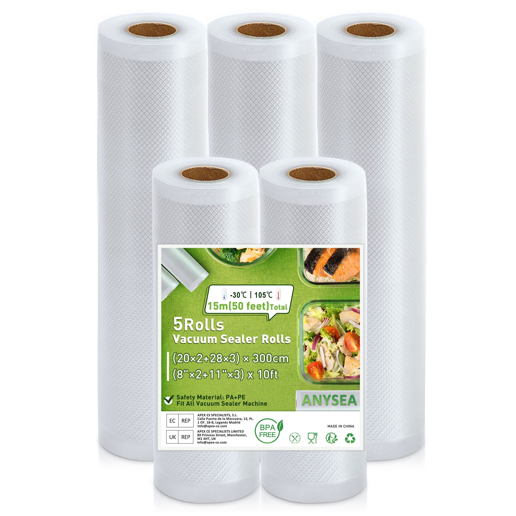 Rotolo Sottovuoto Trasparente Da 8 Pollici E 11 Pollici, Sacchetti Sottovuoto Goffrati Per Risparmio Alimentare, Senza