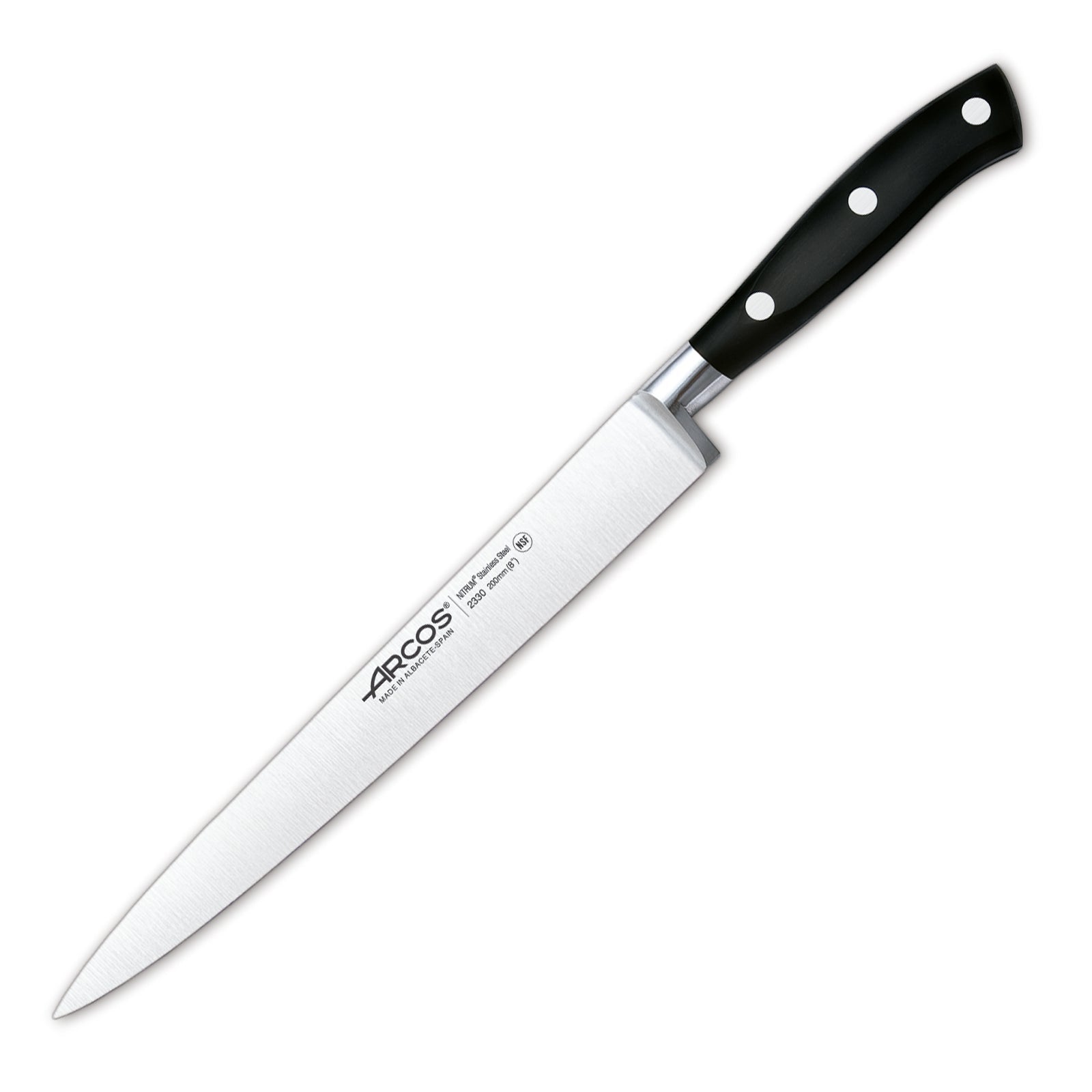 Arcos Hermanos Arcos Riviera, Cuchillo Fileteador 20 Cm Acero Inoxidable Forjado Nitrum Carne/Negro Acero Inoxidable, Leroy Merlin