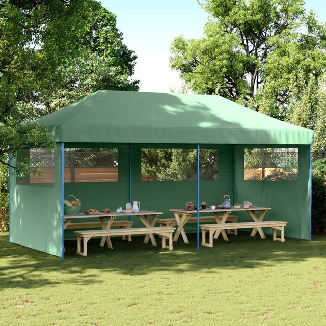 Tenda reception pieghevole e retrattile 3 pareti laterali verde