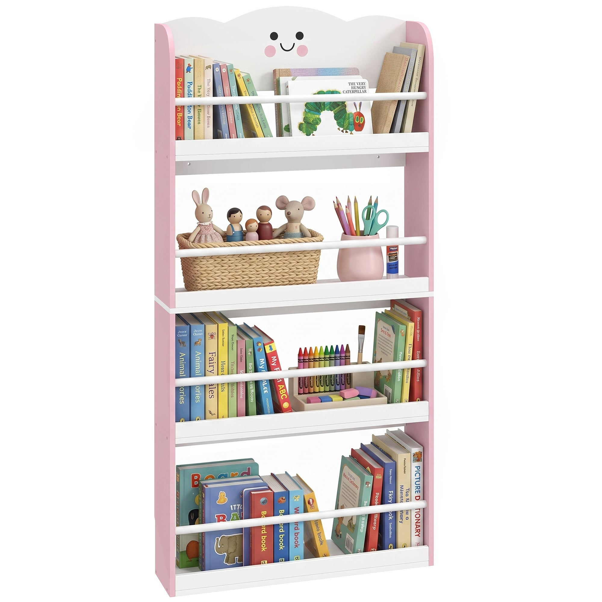Estantería infantil con 4 baldas, estantería de pared para habitaciones ...