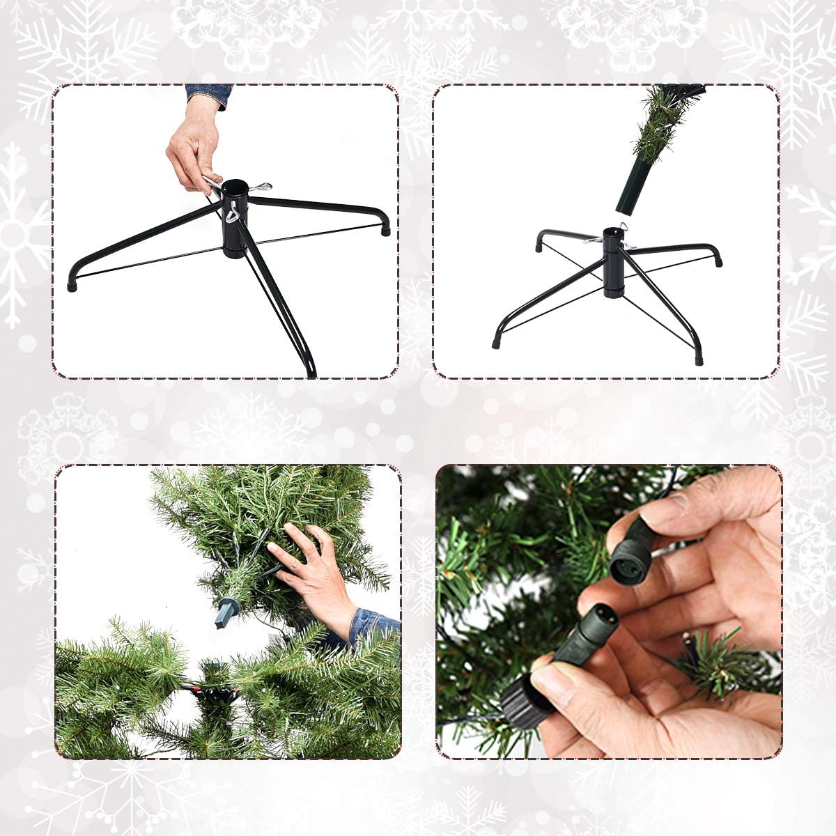 Árbol de Navidad artificial preiluminado de 210 cm con luces LED de 4 colores y blanco cálido, 11 modos de iluminación y apertura tipo paraguas - 5