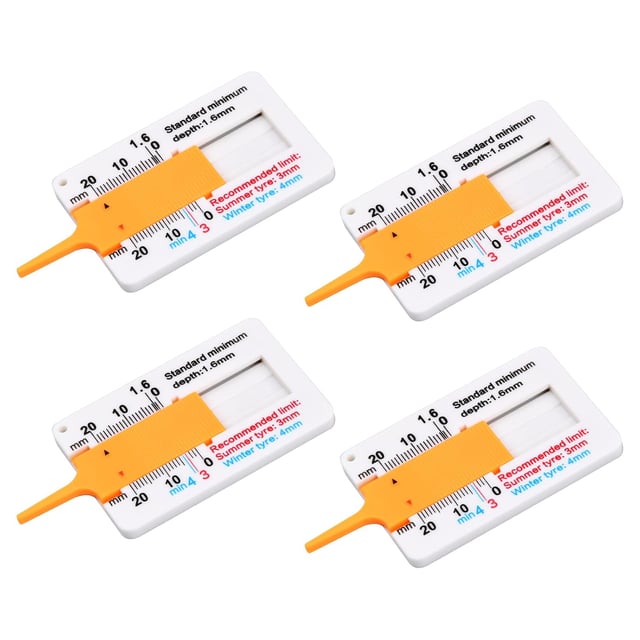 4PCS Jauge Profondeur Pneu, 0-20mm Outil de Mesure de Bande Roulement de Pneu, Jauge D'Usure de Pneu Auto