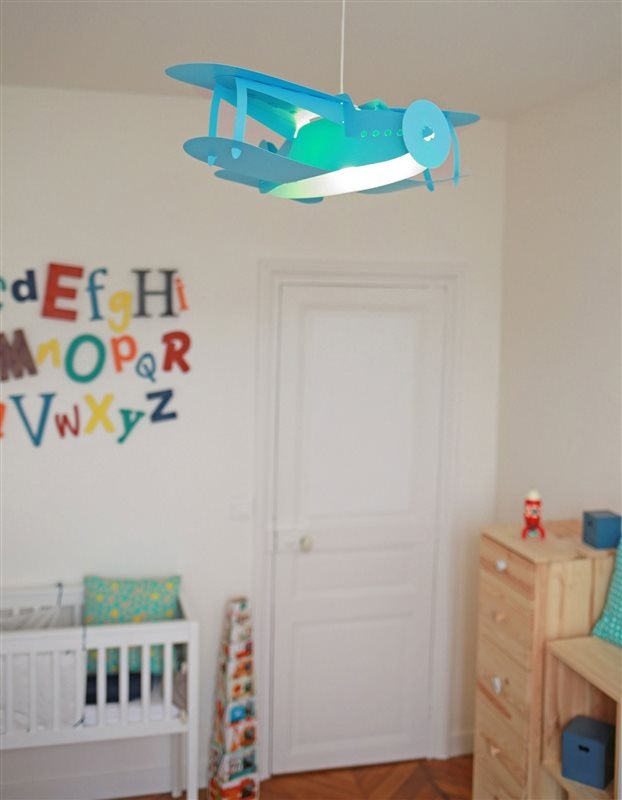 Lampe suspension enfant AVION - R&M Coudert - turquoise - 5