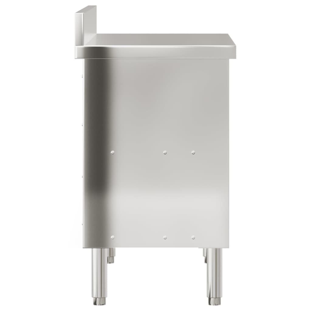 Table de travail de cuisine avec portes coulissantes inox - 8