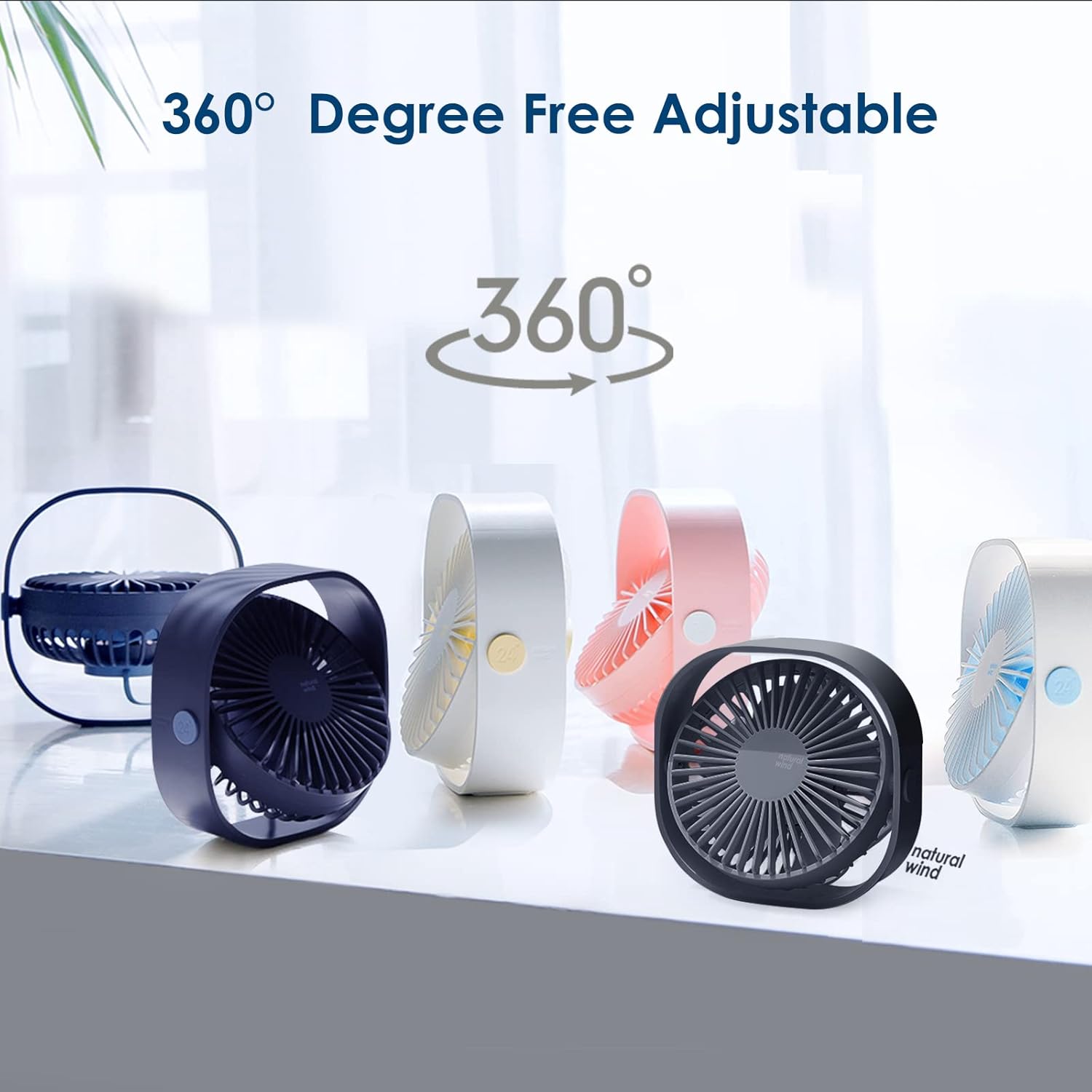 Mini Ventilador de Secretária USB Portátil e Silencioso, 3 Velocidades Ajustáveis, Alimentação via USB, Ideal para Casa e Escritório (Azul) - 4