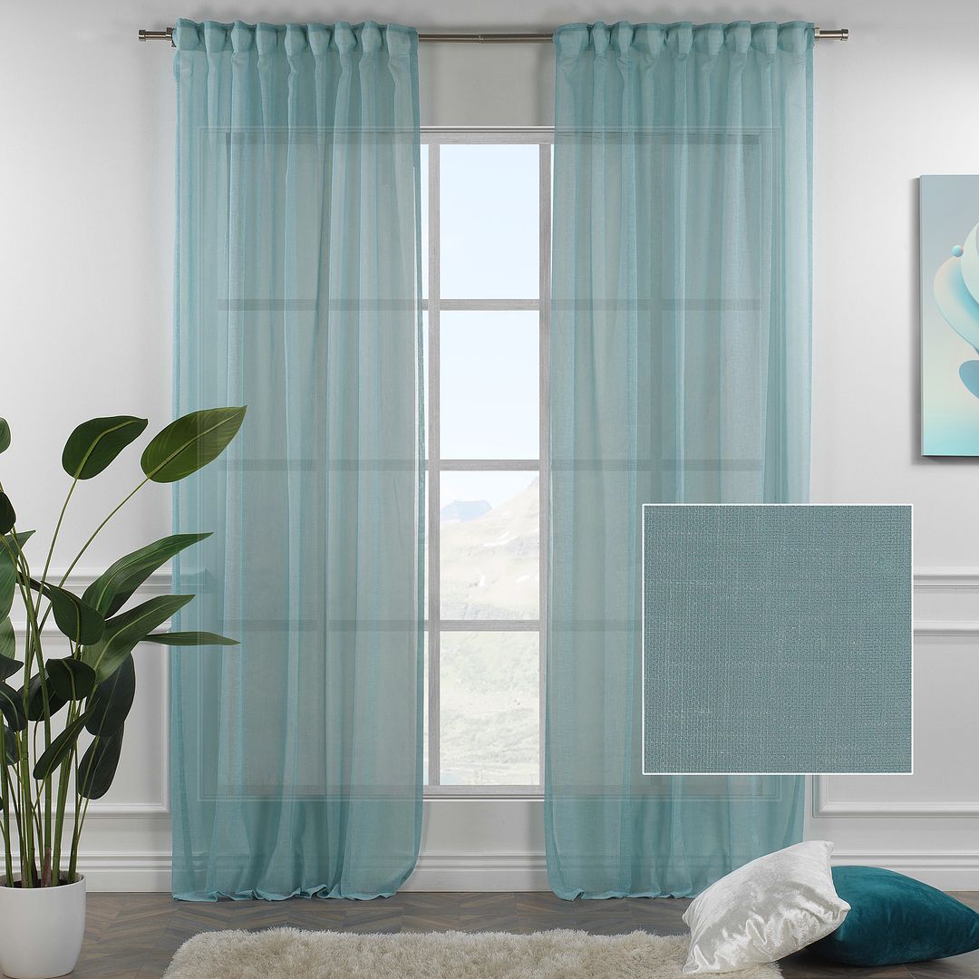 Extra Lungo Extra Wide lino Look Tende Blu 280*500 - 2