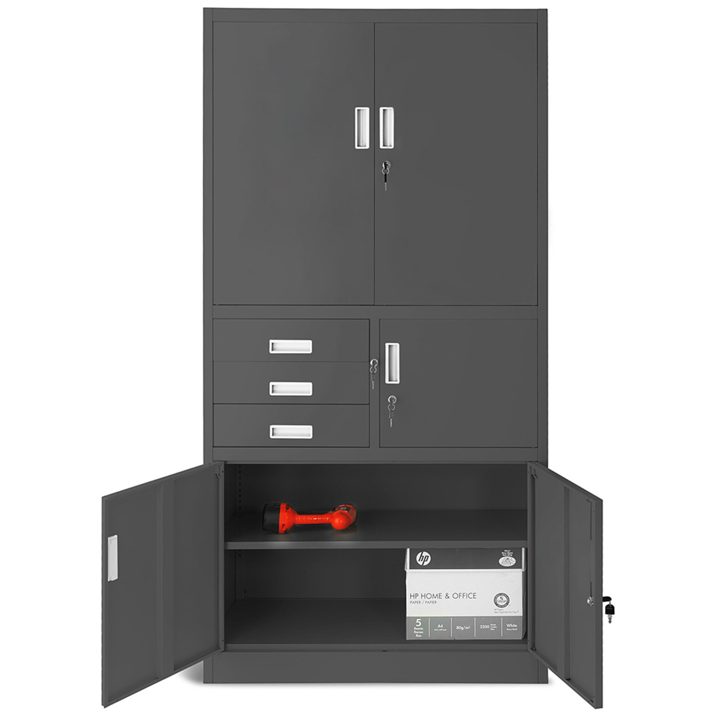 Armoire de Bureau Métallique Coffre-Fort 185 cm x 90 cm x 45 Anthracite - 3