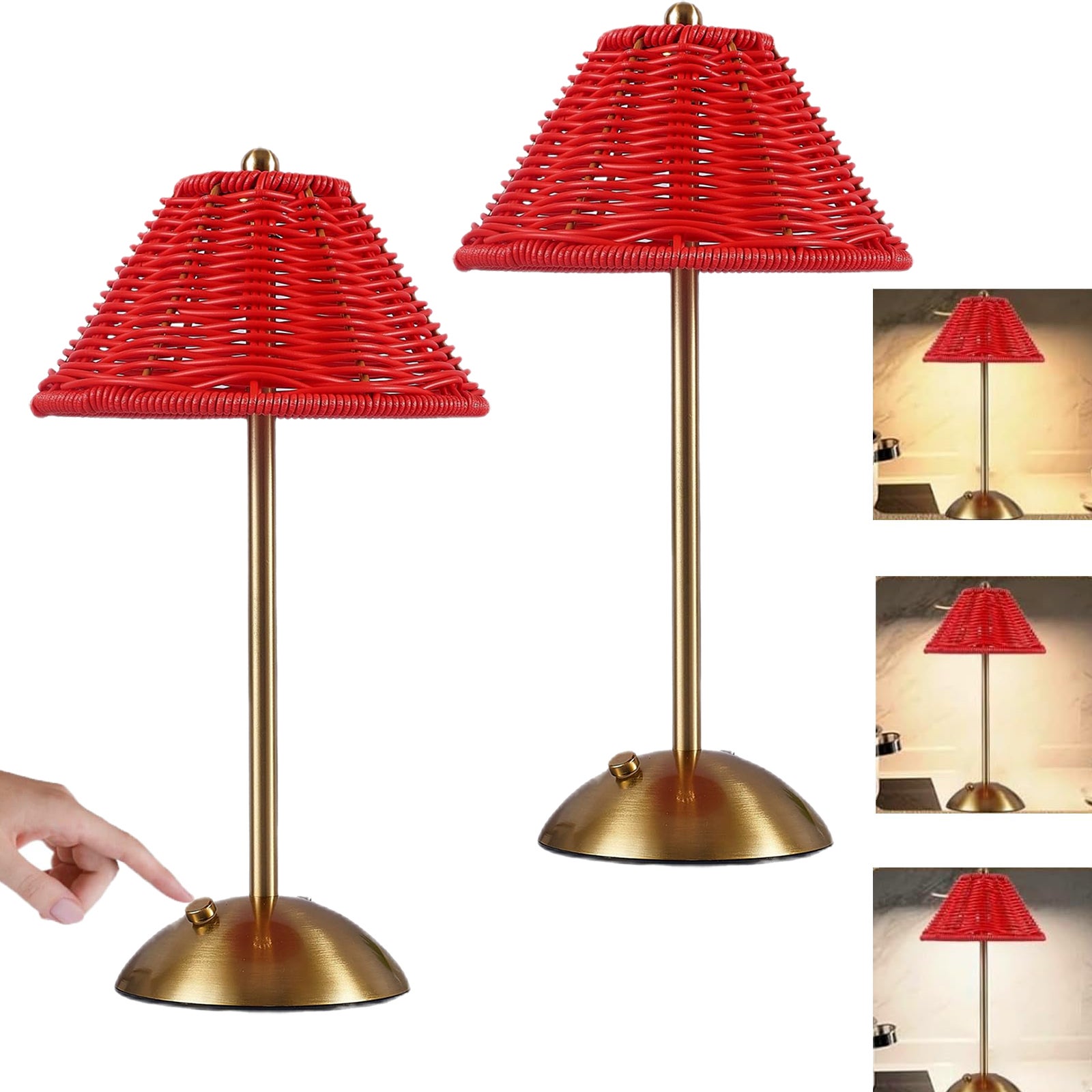 Lampa stołowa w stylu bohemy z rattanu ładowalna z wikliny kolory przenośna lampka nocna z bambusa do sypialni salonu pokoju dziecięcego zestaw szt