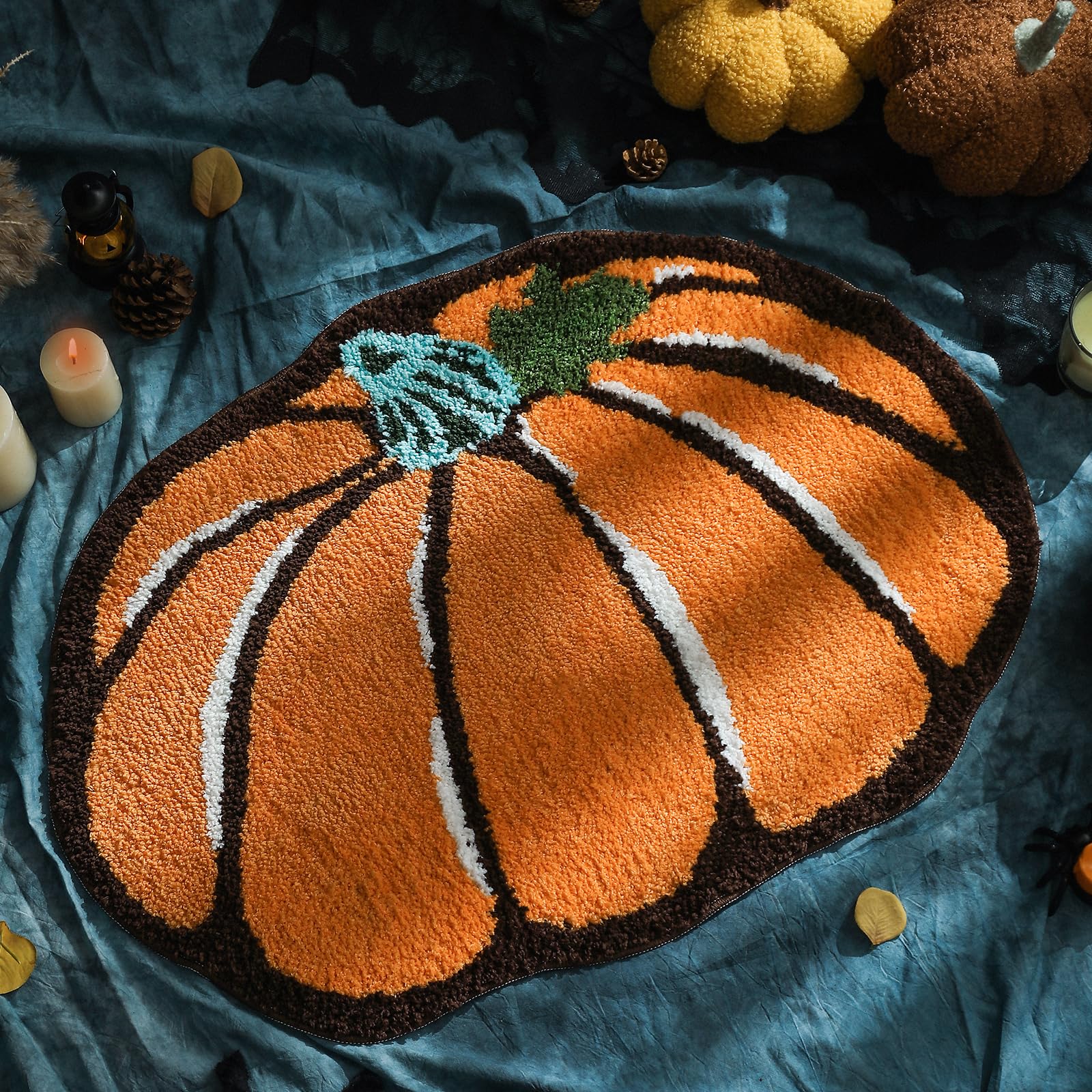 Dywanik łazienkowy w kształcie dyni na Halloween, pomarańczowy dywanik do salonu, sypialni, dekoracja na Halloween, 50 x 80 cm
