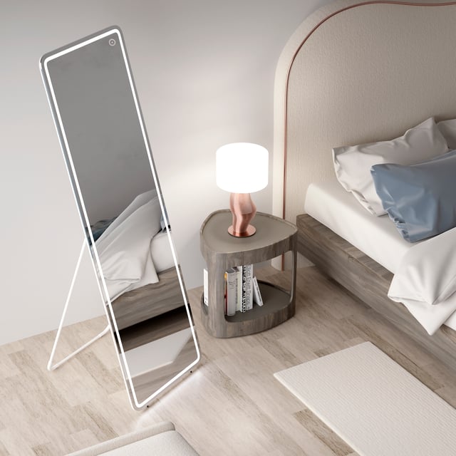 Feel Your Bath, Espejo de Pie / Suelo o Pared con Luz LED Regulable, Interruptor Táctil y Apagado Automático – 48x152 -Diseño Moderno