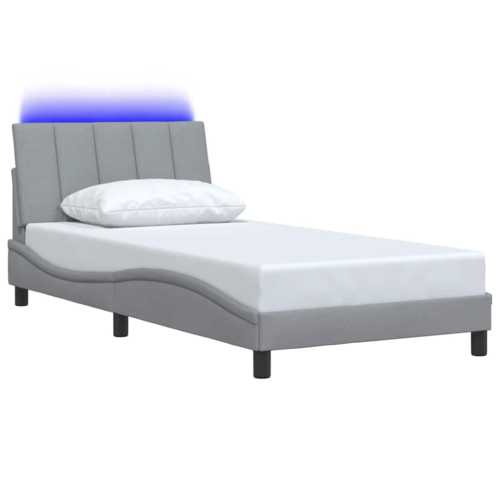 vidaXL Cadre de lit sans matelas Hanko gris clair 100x200 cm tissu - 4