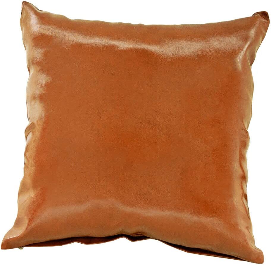 Lot De 4 Taies D'oreiller Décoratives Simili Cuir Vintage - 66x66cm - Beige/Gris/Olive/Marron