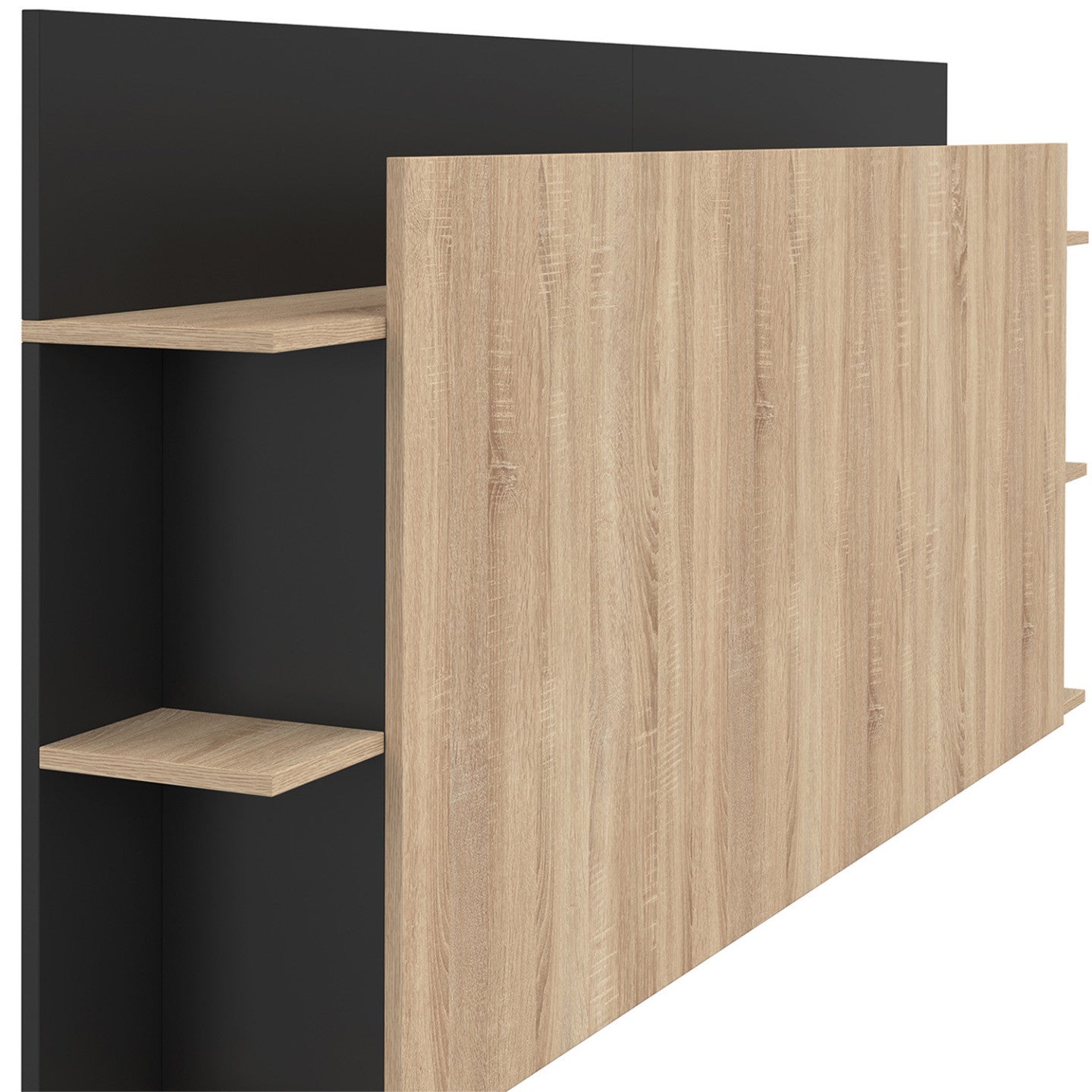 Tête de lit sur pied CIRI pour lit 140 et 160 cm avec rangements bois et noir - 5