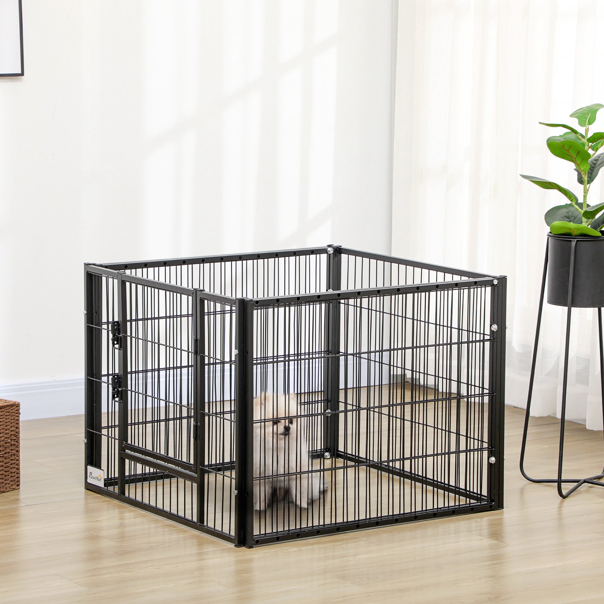 Parque para Mascotas PawHut 150x79x61 cm Negro - 2