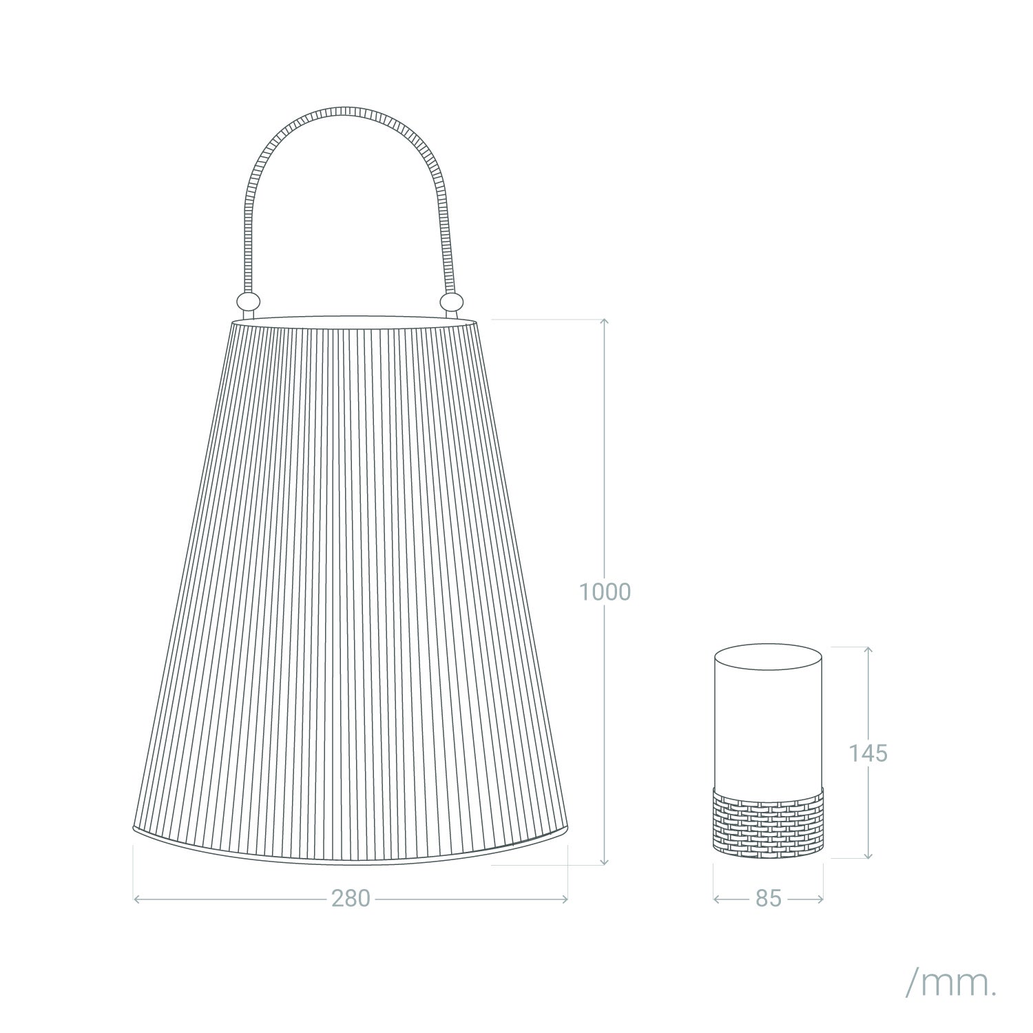 Lampadaire LED 1W Extérieur Nora - 1000 mm - Corde de Chanvre - 5