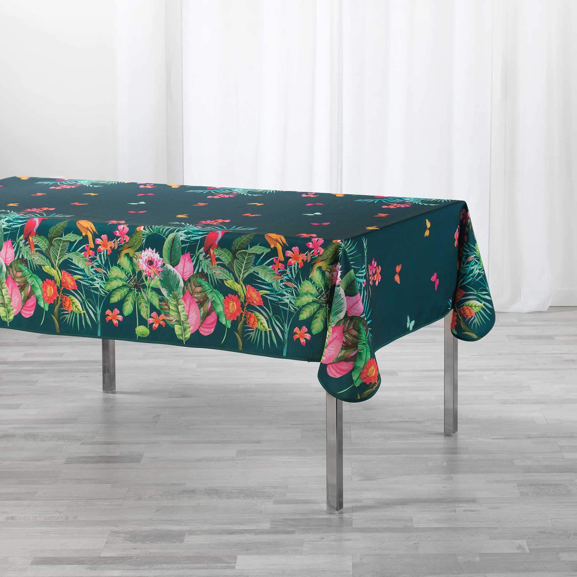 Tienda eurasia® mantel antimanchas, diseños tropicales, 100% polyester lavable, m, 150 x 240 cm